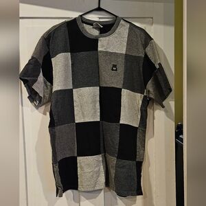 Black & Grey Patchwork Teddy Fresh T-Shiry Sz L